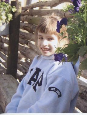 Julia with purple flowers